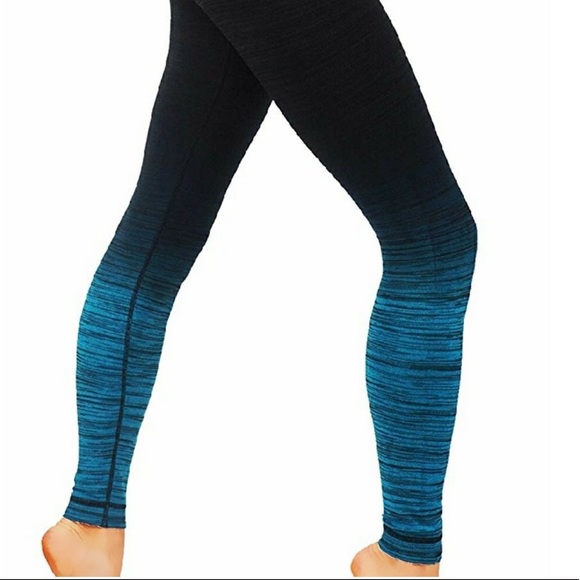 Ombré style long leggings black and teal - Picture 2 of 2